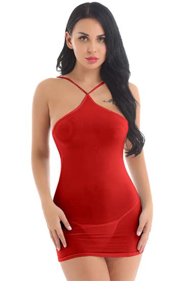 Exotic Red see through bodycon dress lingerie