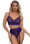 Plus Size Lace Bralette Purple Bra &amp; Panties