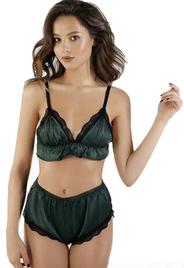 Sexy Silk Satin bralette and french knickers set
